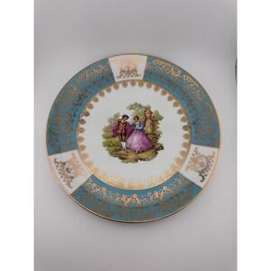 Bavaria‎ Germany Decorative Plate Gold Tone Trim Romantic Scene